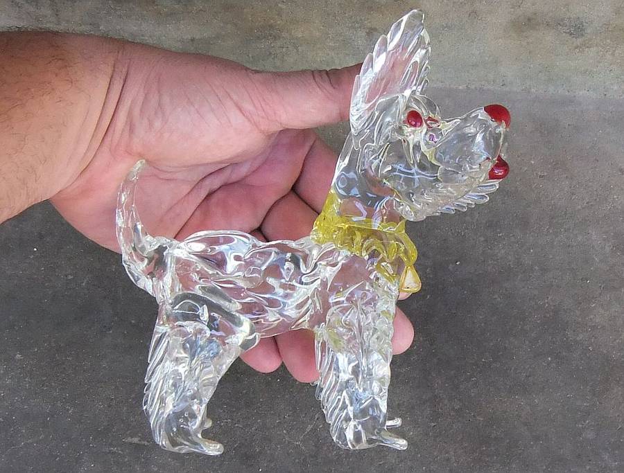 AN AMAZING RARE LARGE VINTAGE 1950`S GENUINE MURANO GLASS SCOTTISH TERRIER IN AWESOME CONDITION !!