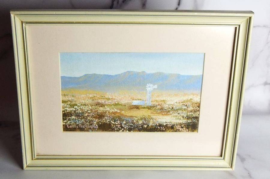 An original signed mixed medium Namaqualand scene painting by South African artist Louis Pretorius