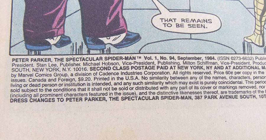 1984 Marvel Comics - Peter Parker, The Spectacular Spider-Man #94