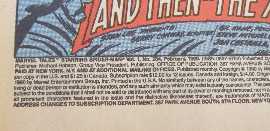 1990 Marvel Comics - Marvel Tales #234 ( Spider-Man guest starring Morbius )
