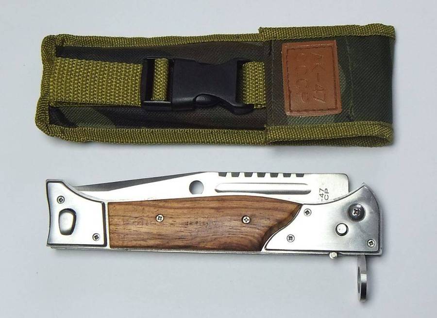 A huge AK47 bayonet style flick knife in excellent condition with pouch