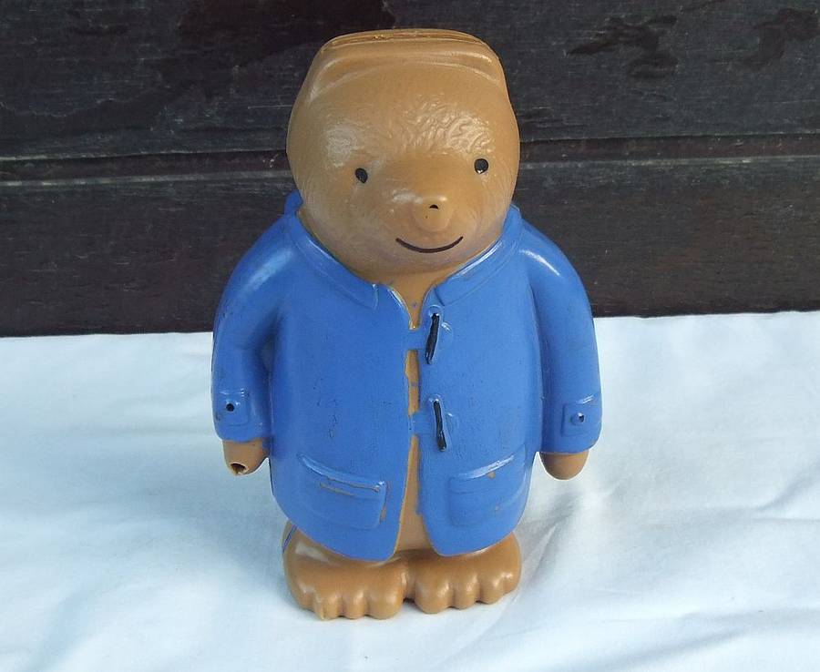 TOO SWEET !! THREE VINTAGE MONEY BOXES - TIN METAL , ROYAL COMMEMORATIVE AND A 1977 PADDINGTON