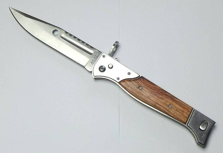 A huge AK47 bayonet style flick knife in excellent condition with pouch