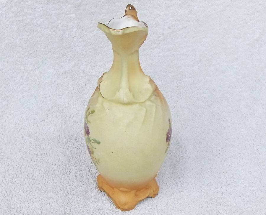 A RARE ANTIQUE VICTORIAN ERA ART NOUVEAU PATTERN EWER FORM BLUSHWARE VASE