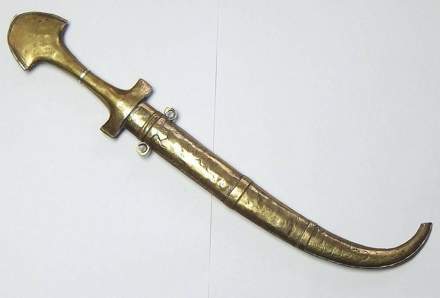 A large vintage Turkish dagger with detailed sheath in display condition