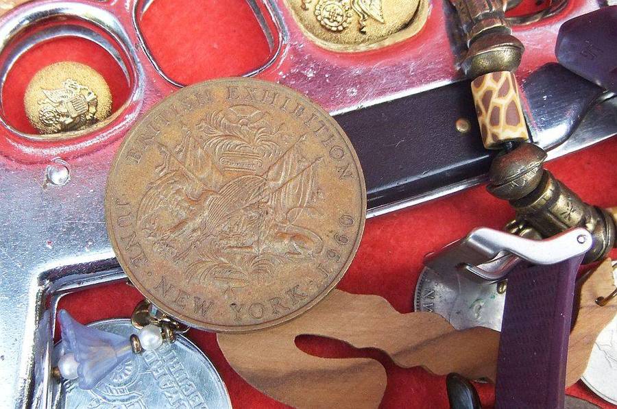 A large vintage wooden canteen box with a variety of useful spares and collectables
