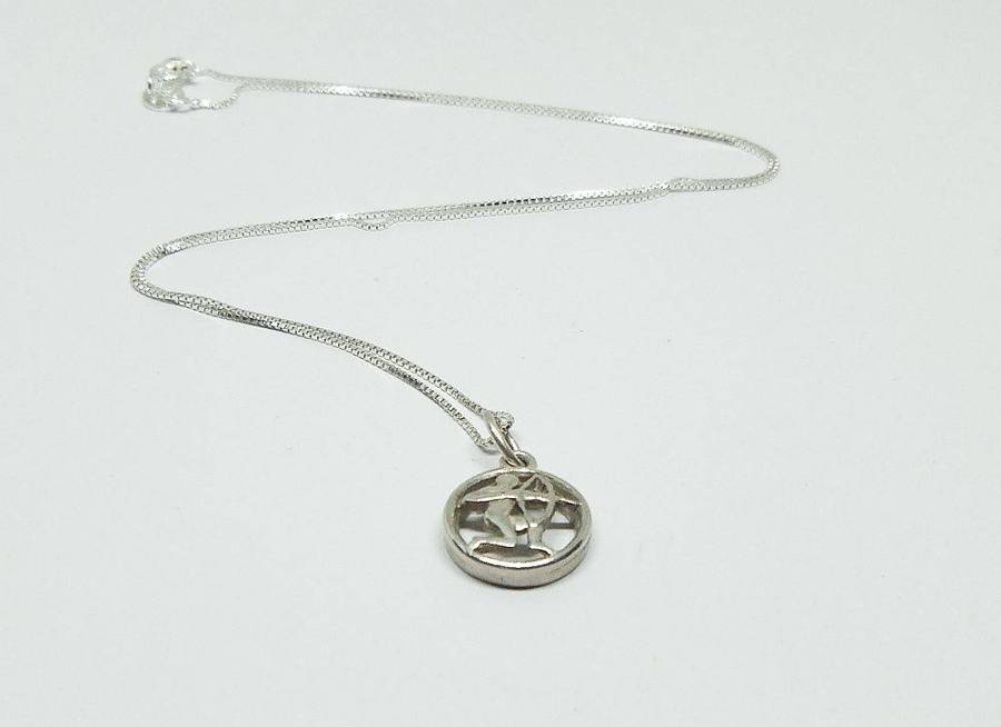 A vintage German 835 silver Sagittarius Zodiac sign pendant plus a sterling silver necklace