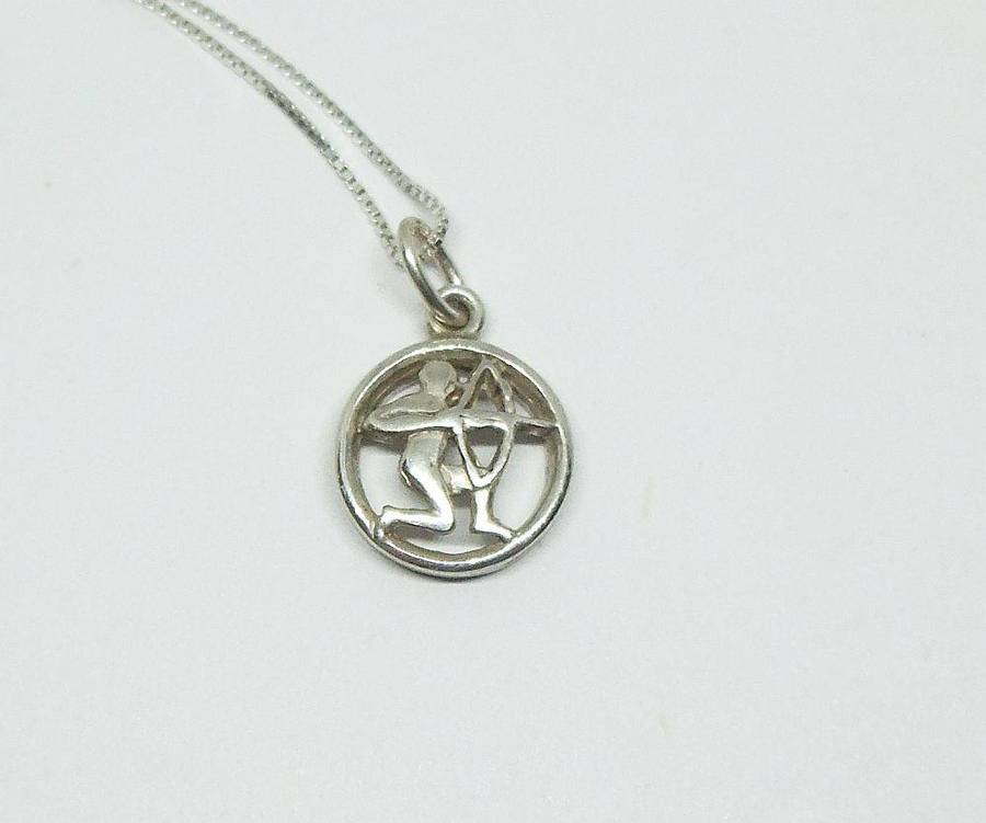 A vintage German 835 silver Sagittarius Zodiac sign pendant plus a sterling silver necklace