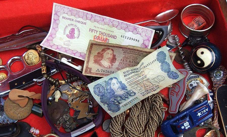 A large vintage wooden canteen box with a variety of useful spares and collectables