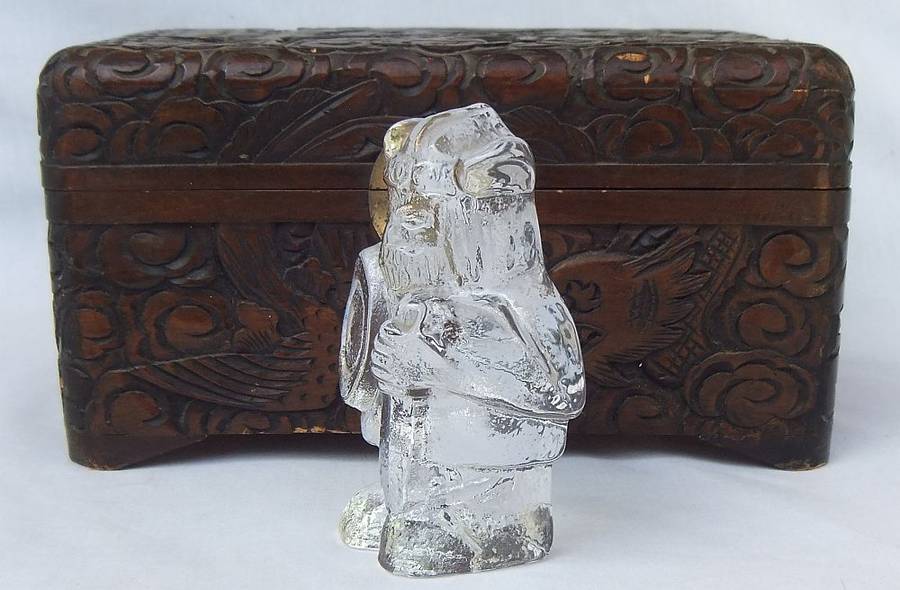 A TOTALLY COOL VINTAGE SOLID GLASS VIKING CHARACTER PAPERWEIGHT IN GREAT CONDITION - NO DAMAGE