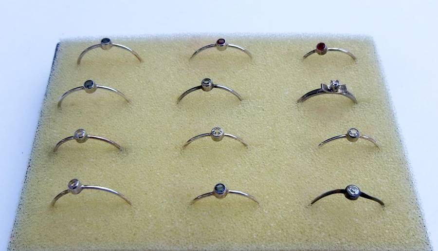 Vintage Sterling Silver Rings Set in Original Container - Set of 12