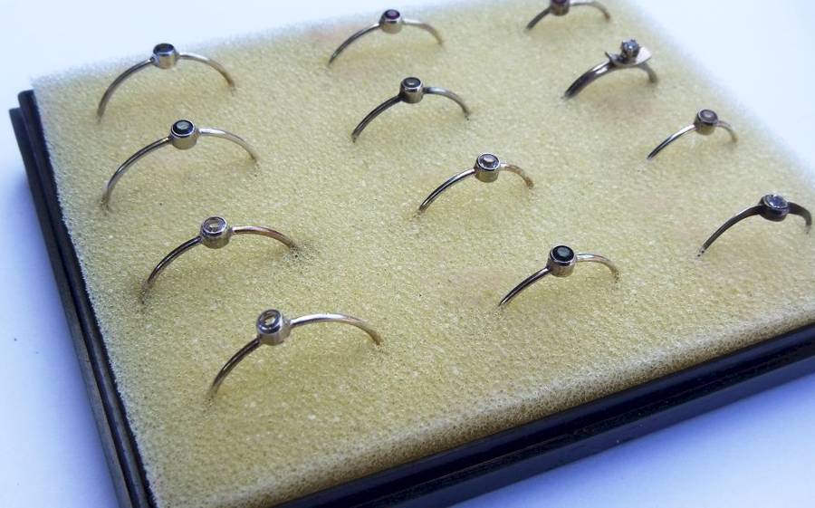 Vintage Sterling Silver Rings Set in Original Container - Set of 12