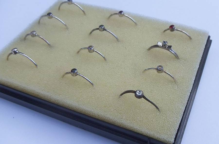 Vintage Sterling Silver Rings Set in Original Container - Set of 12