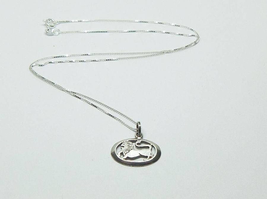 A vintage sterling silver Leo lion Zodiac pendant plus sterling silver necklace