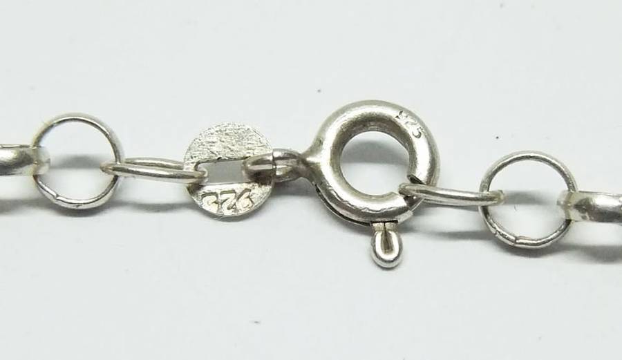 AN EXTRA LONG STERLING SILVER ROUND LINK NECKLACE & STERLING SILVER PENDANT SET WITH RED AGATE STONE