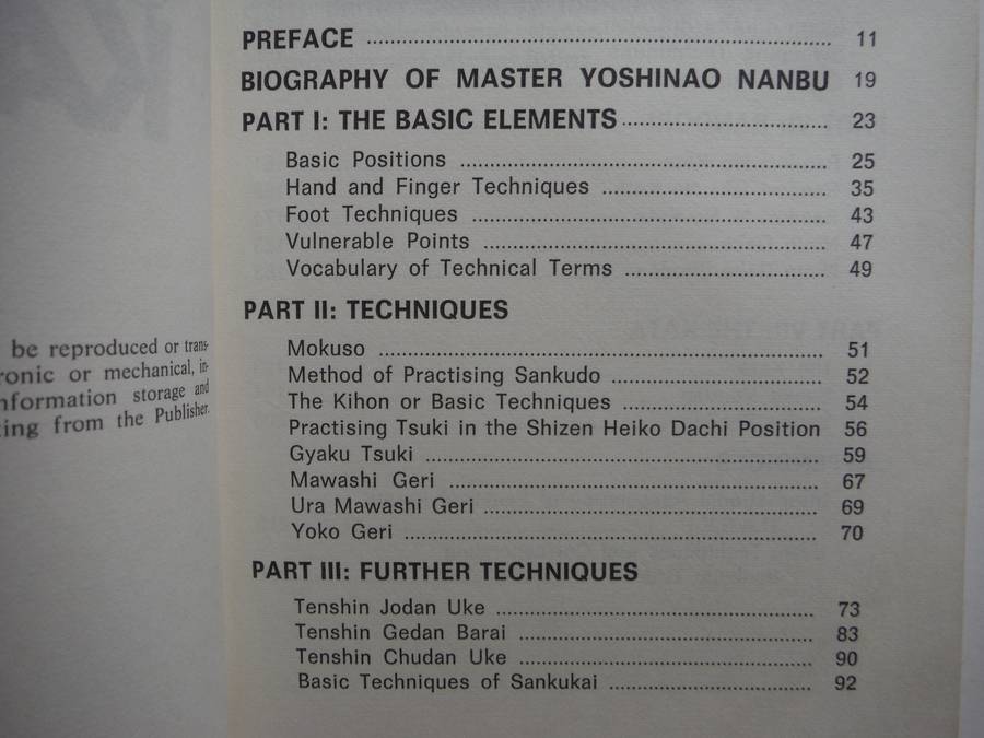 Sankukai Karate - Paperback - Me Yoshinao Nanbu - 1974