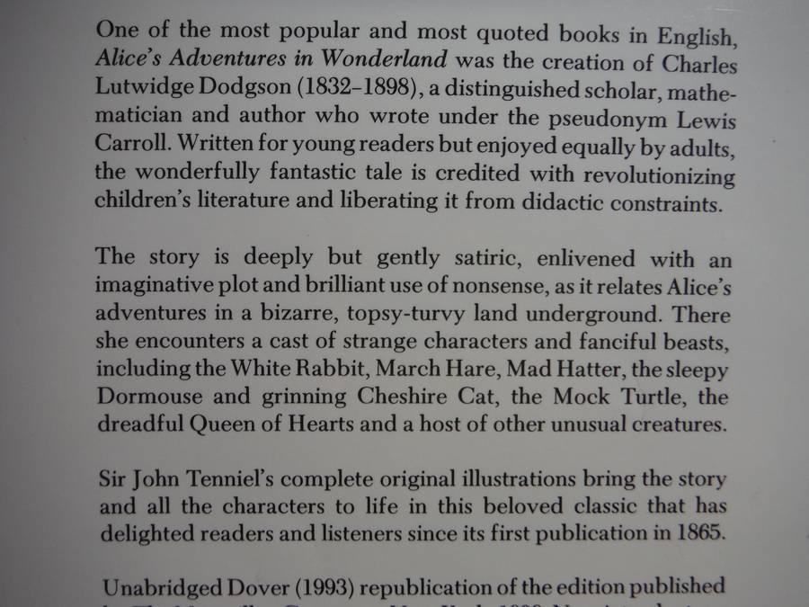 Alice's Adventures in Wonderland - Paperback - Lewis Carroll - Dover Thrift Edition