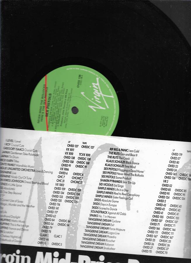 NEVER MIND THE BOLLOCKS- SEX PISTOLS (LP RECORD)