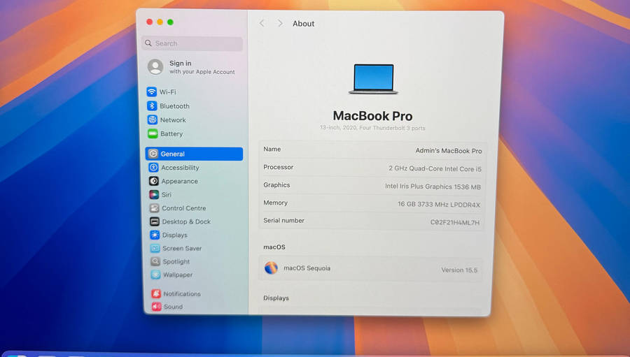 MacBook Pro 13 inch 2020 TouchBar Intel Core i5, 16GB RAM 512GB SSD SPACE GREY