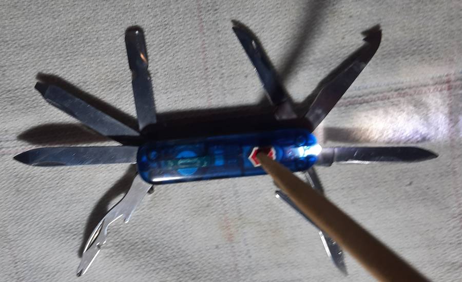 Victorinox Swiss Army Knife - Blue Translucent scales Midnight Mini Champ condition as per pictures