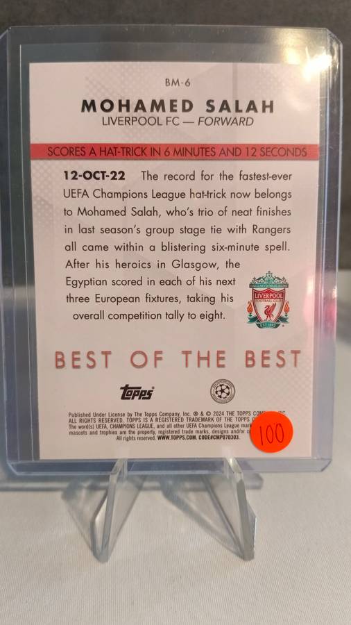 2023-2024 Topps Flagship UEFA Champions League Best Of The Best Mohamed Salah #BM-6