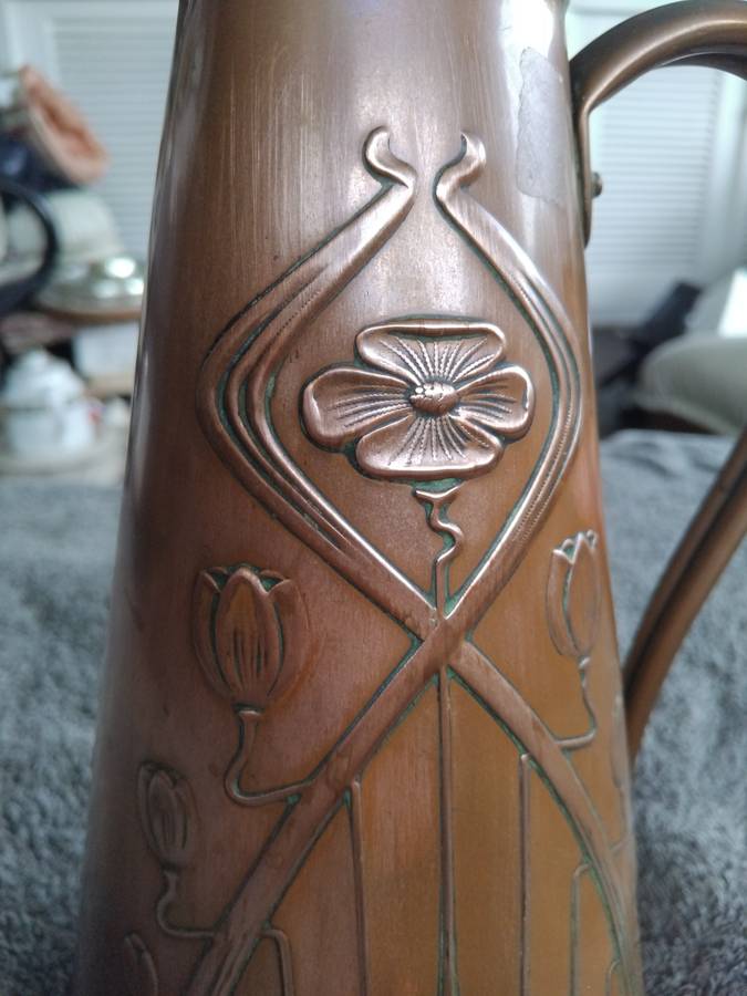 Art Nouveau Jonas Sankey & Sons Solid Copper Jug Pitcher Made In England