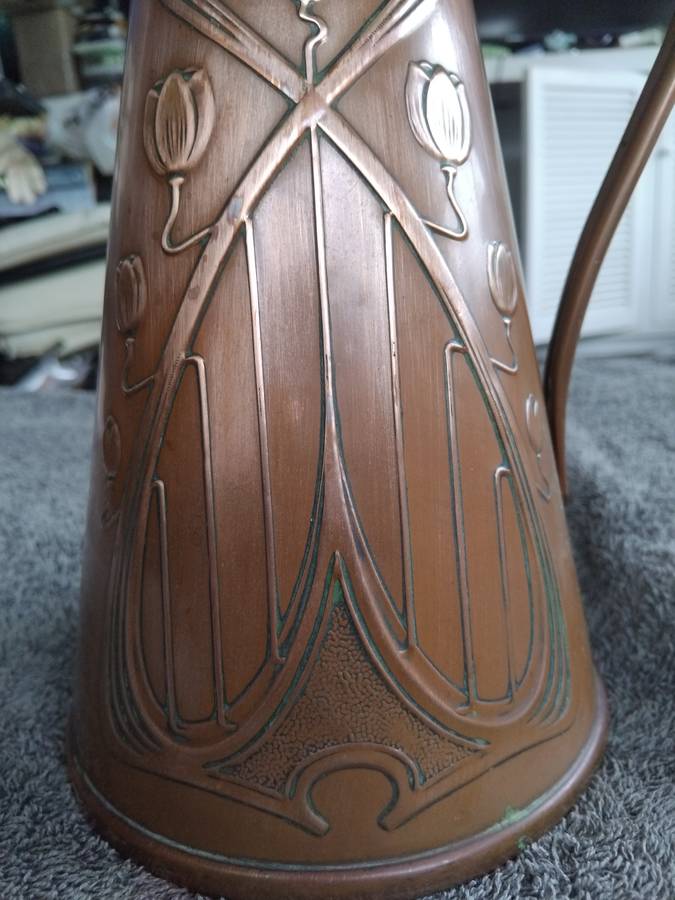 Art Nouveau Jonas Sankey & Sons Solid Copper Jug Pitcher Made In England