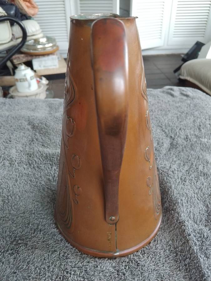 Art Nouveau Jonas Sankey & Sons Solid Copper Jug Pitcher Made In England