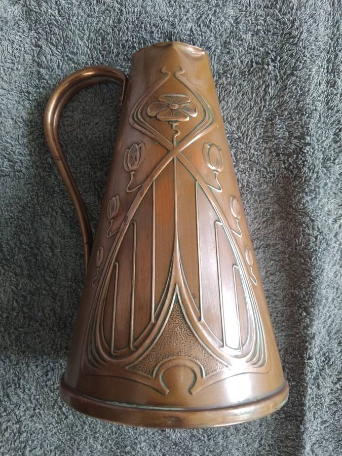 Art Nouveau Jonas Sankey & Sons Solid Copper Jug Pitcher Made In England