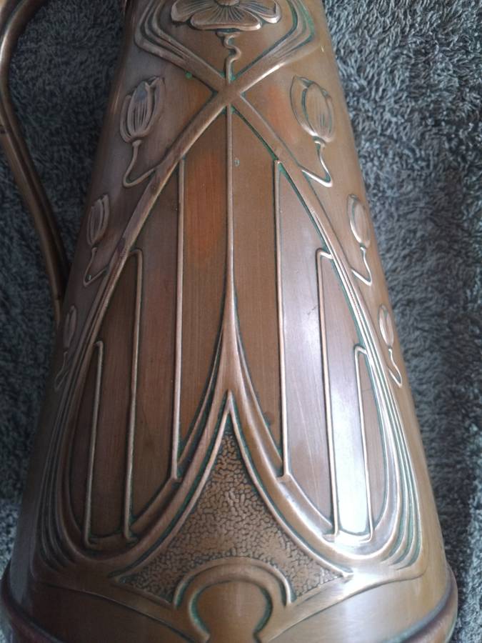 Art Nouveau Jonas Sankey & Sons Solid Copper Jug Pitcher Made In England