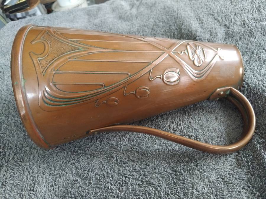 Art Nouveau Jonas Sankey & Sons Solid Copper Jug Pitcher Made In England