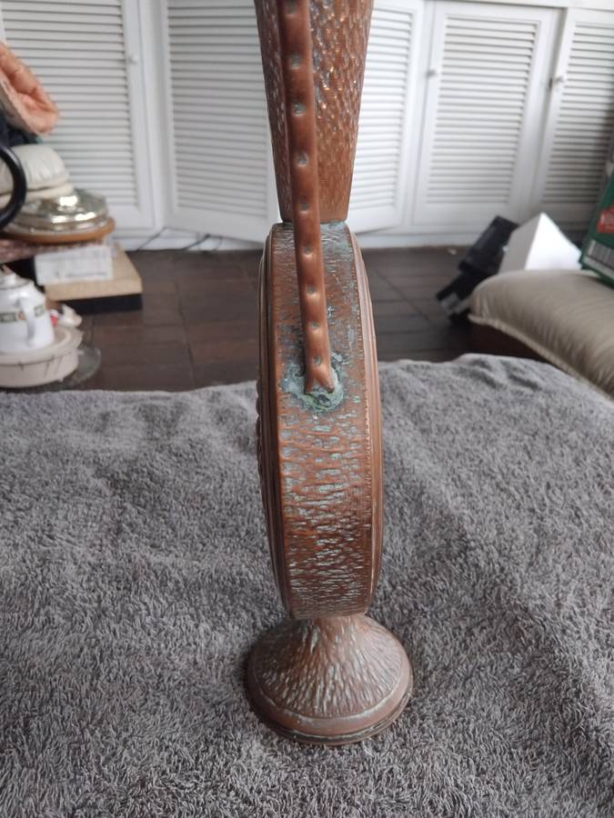 Vintage Large Judaica Israeli Copper Urn Vase