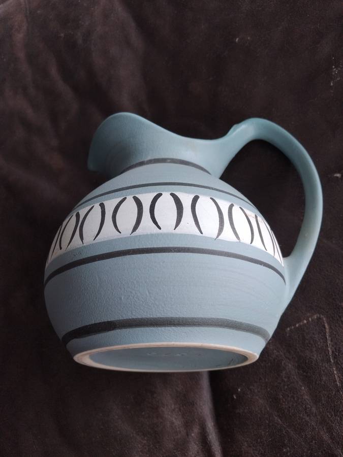 Vintage MCM Ceramic Turquoise Handpainted Pitcher Jug