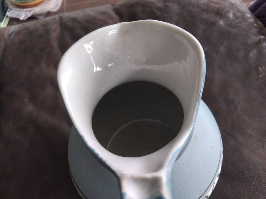 Vintage MCM Ceramic Turquoise Handpainted Pitcher Jug
