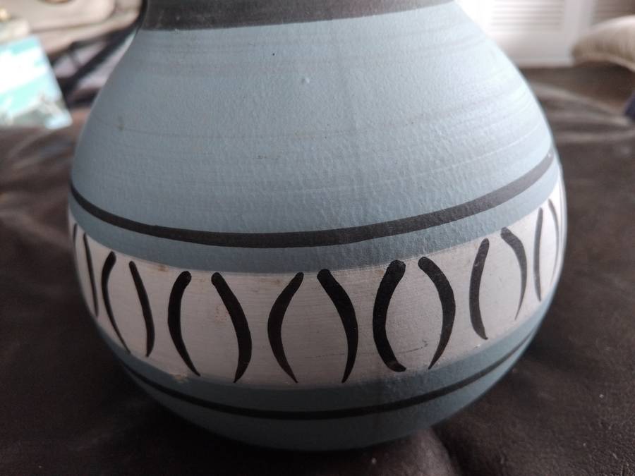Vintage MCM Ceramic Turquoise Handpainted Pitcher Jug