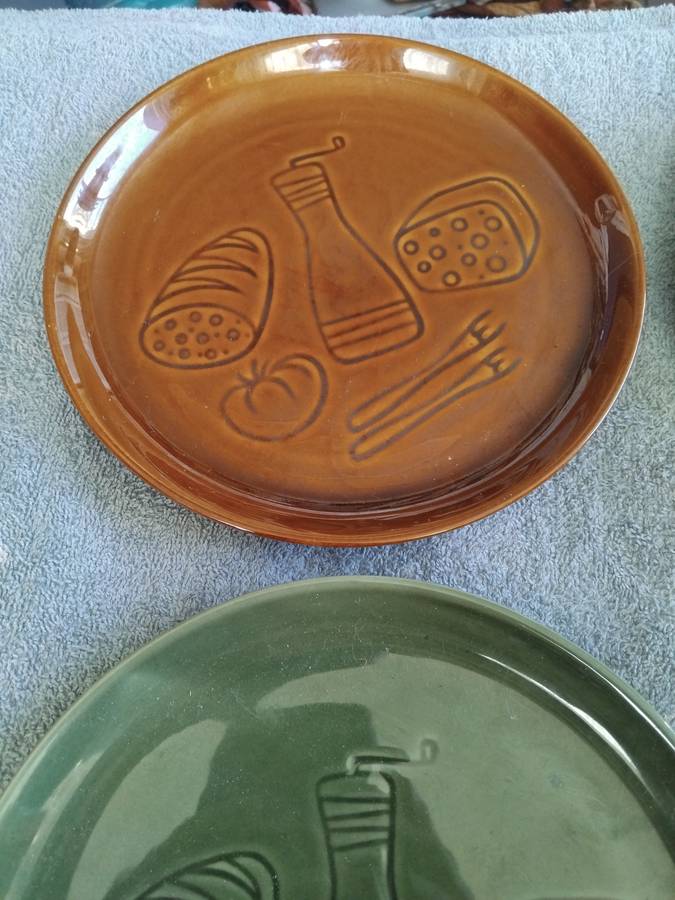 Rare 1960s Swiss Ceramic Cheese Fondue Plates