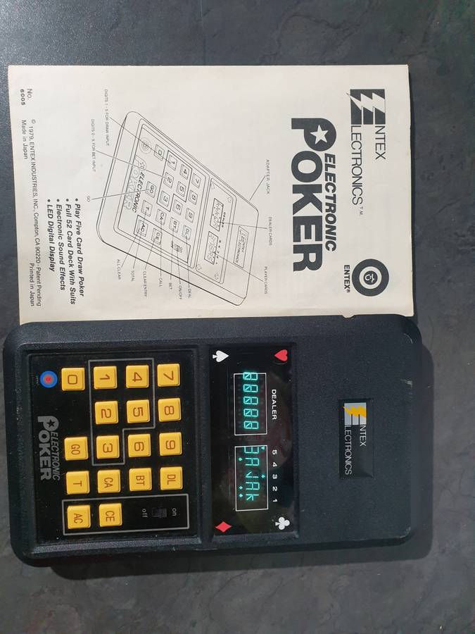 Entex Electronics Handheld Electronic Poker Game 1979 Vintage