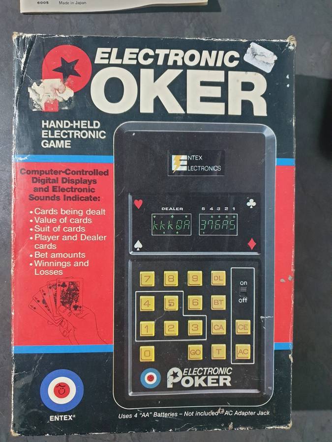 Entex Electronics Handheld Electronic Poker Game 1979 Vintage