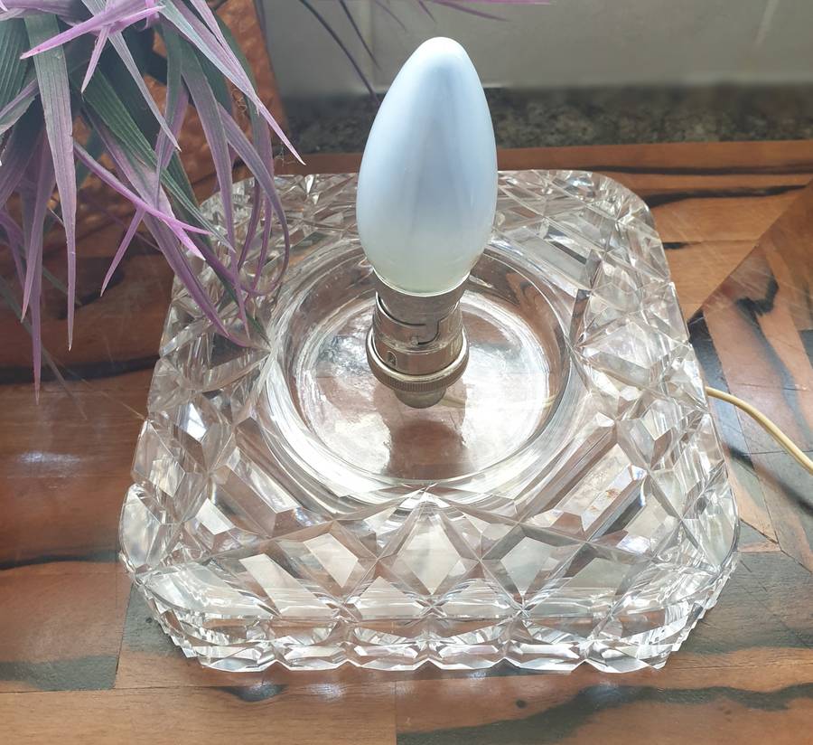Heavy Vintage Cut Glass Light