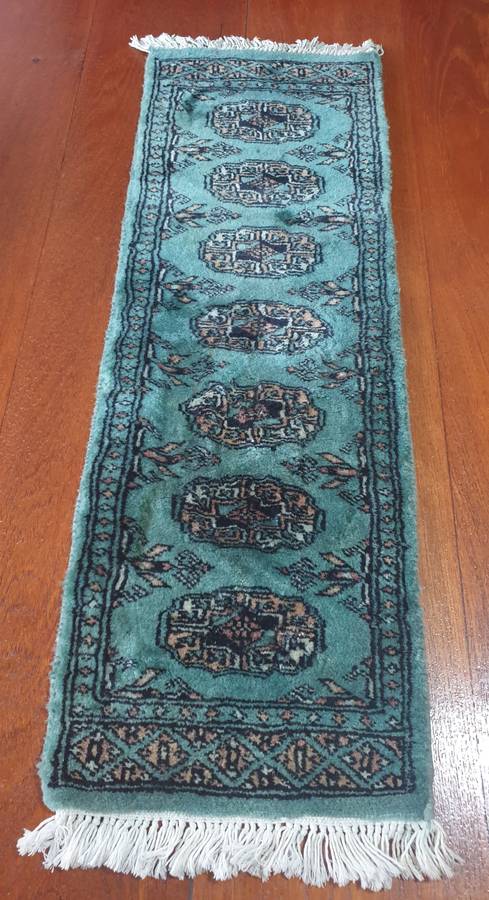 Pistachio Green Bokhara Rug | Hand knotted | Table Runner |