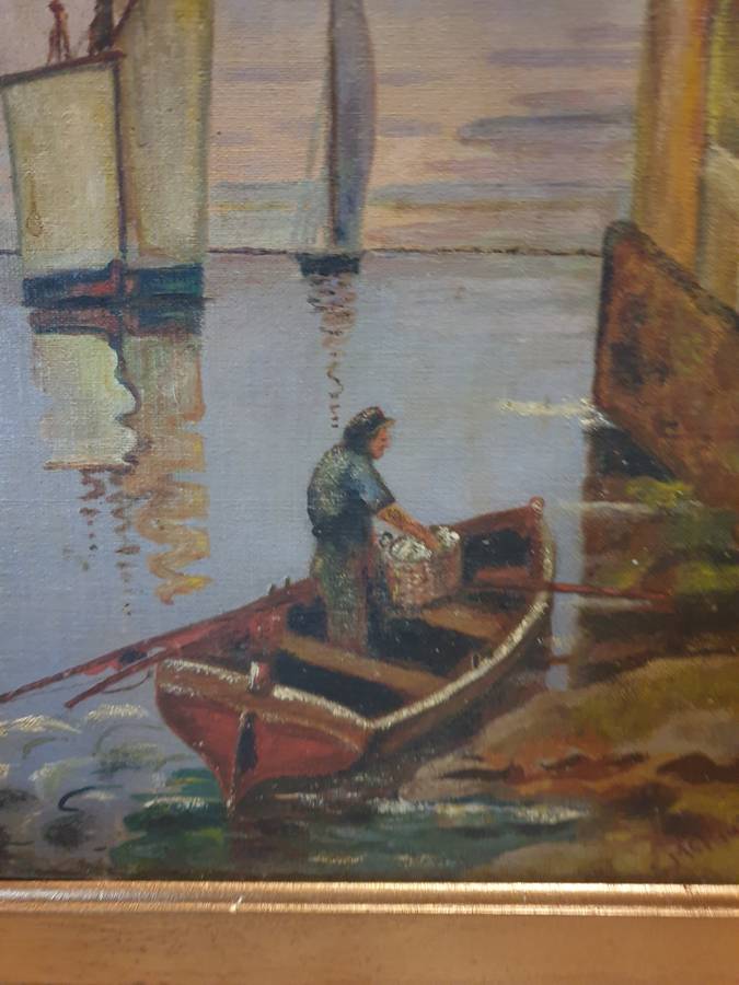 Painting in Wooden  Painted Frame | E. Mcmullin | ENGLAND | VINTAGE |