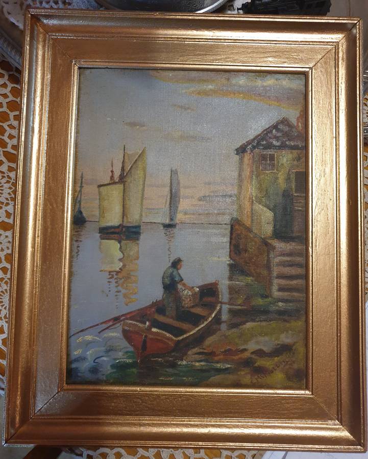 Painting in Wooden  Painted Frame | E. Mcmullin | ENGLAND | VINTAGE |