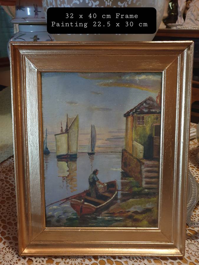 Painting in Wooden  Painted Frame | E. Mcmullin | ENGLAND | VINTAGE |