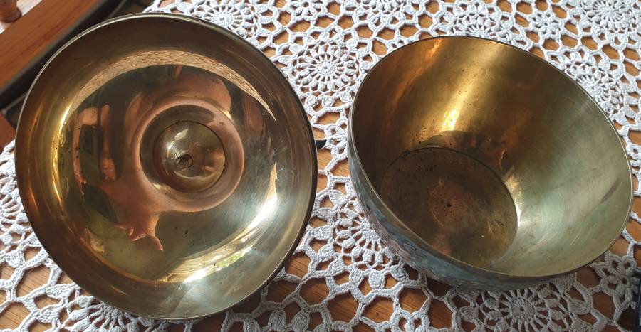 Vintage Brass apple " cloisonne style with colorful flowers