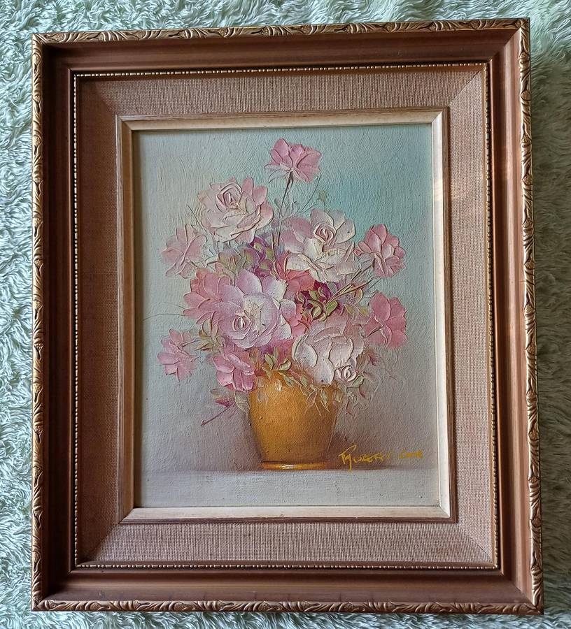 Signed Robert Cox Oil On Board Floral Still Life Painting