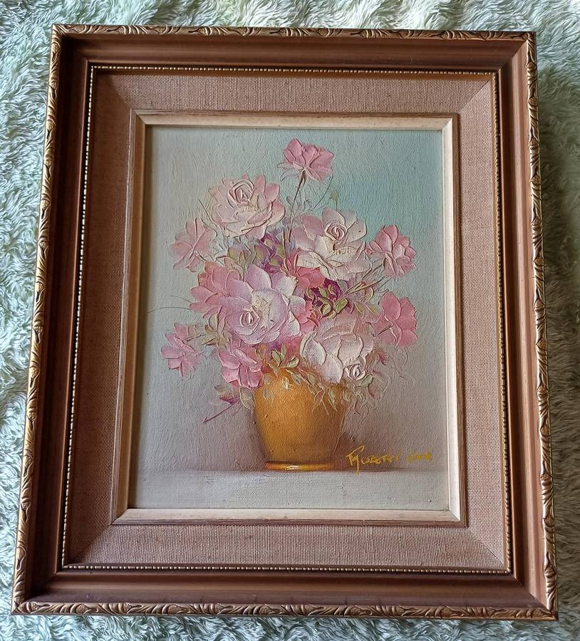 Signed Robert Cox Oil On Board Floral Still Life Painting