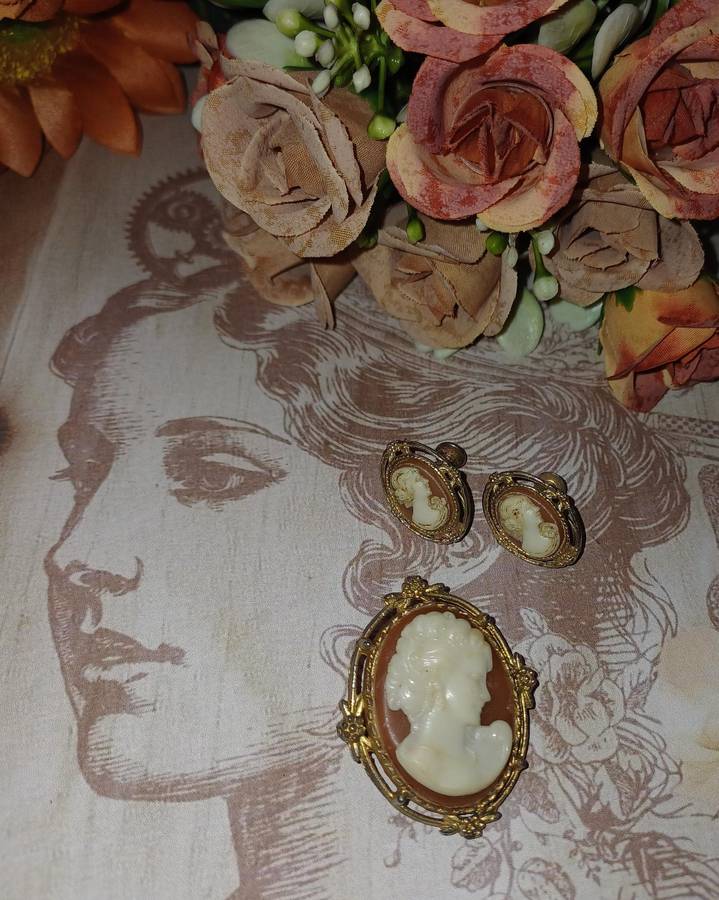 Vintage Costume Jewelry  | 02 |  CAMEO AND EARINGS