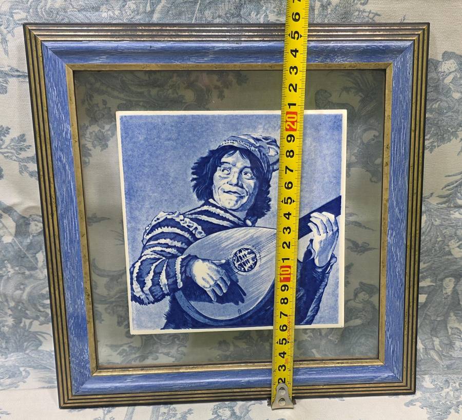 Vintage Delfts Blauw Holland Ceramic Tile in Frame