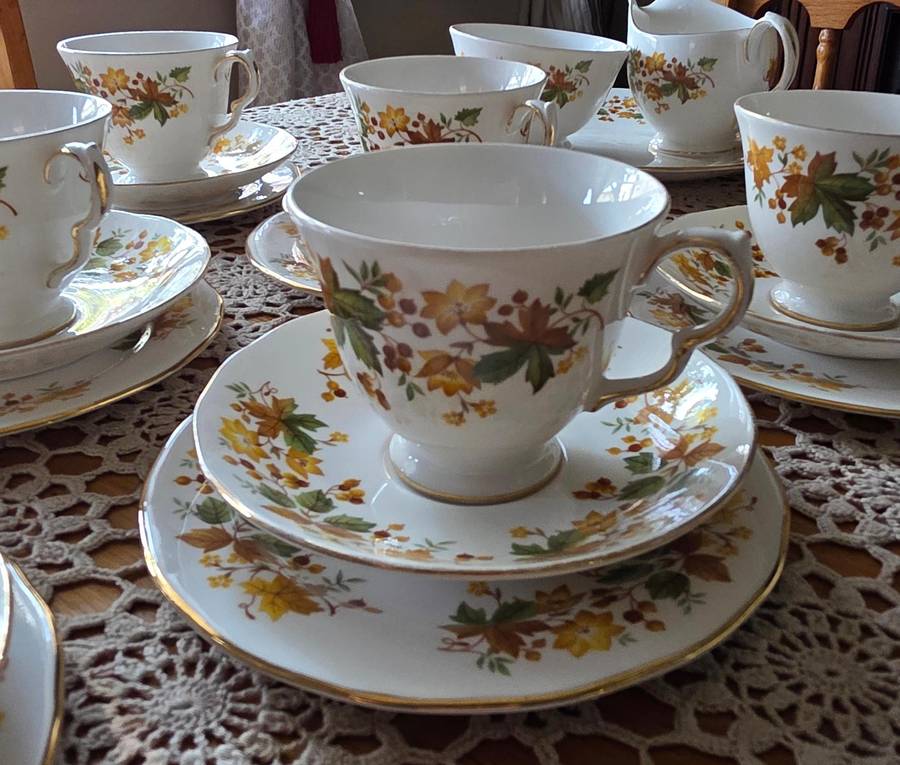 Queen Anne Bone China Tea Set | Autumn Leaves G671 Pattern |