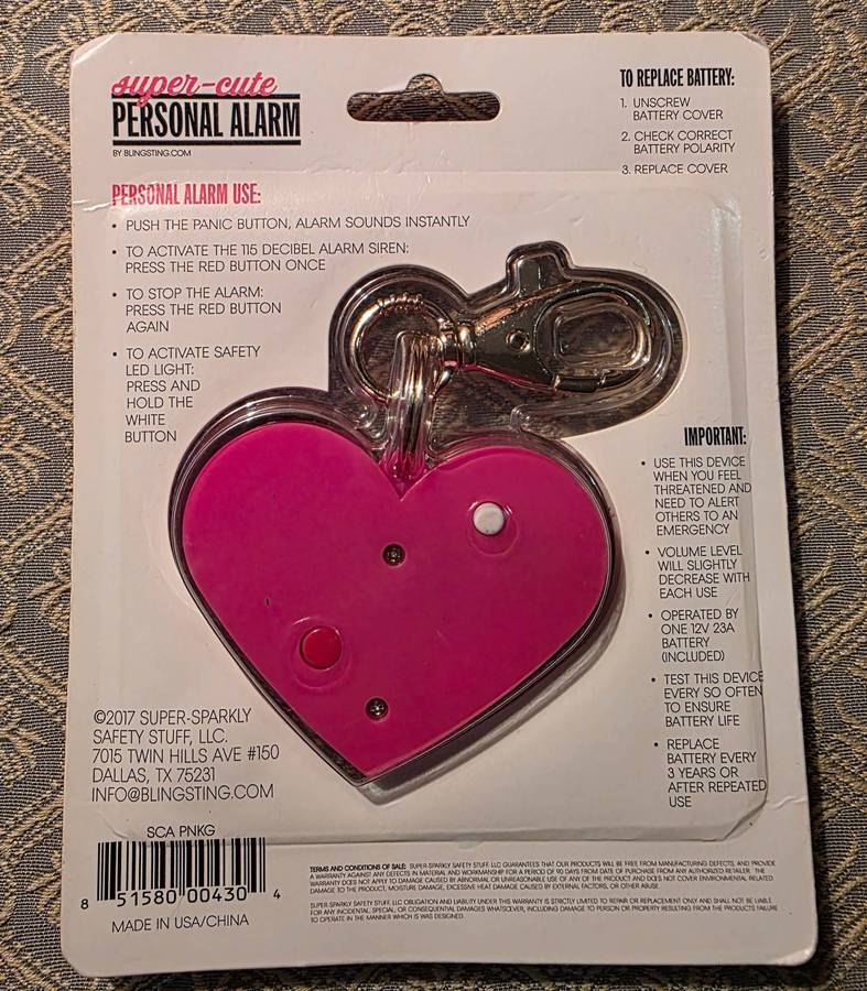 Heart Style Emergency Personal Alarm Key Chain